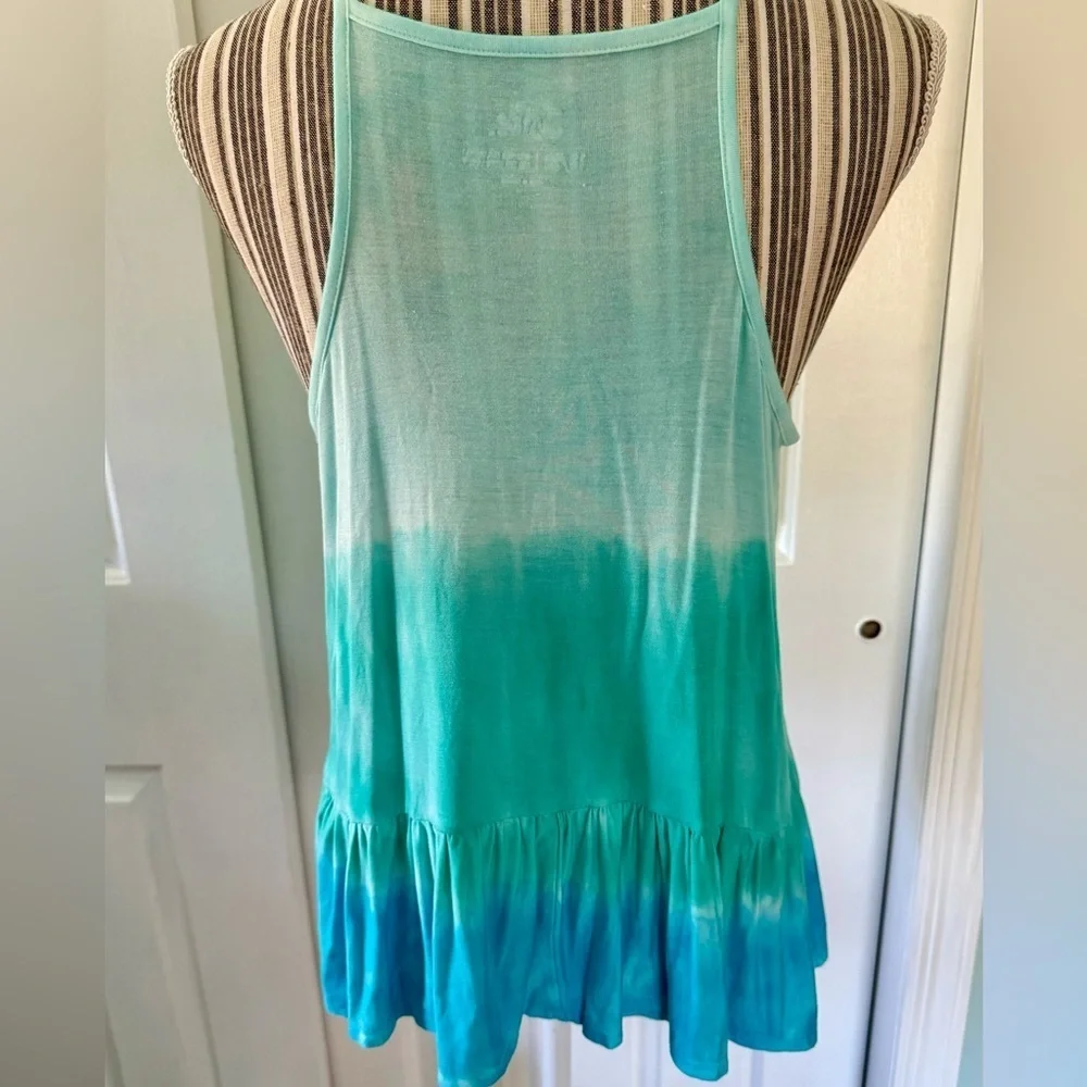NWT JUSTICE ombré tie dye tank top in blue and green size 18/20